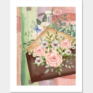 Vintage Mail with Flowers Posters and Art